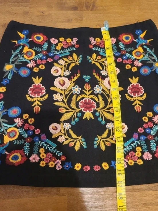 Umgee Black Folk Art Embroidered Mini Skirt - Picture 5 of 7